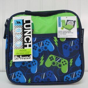 Video Game Lunch box Combo Food Container Ice Pack Bottle Blue Green Arctic Zone